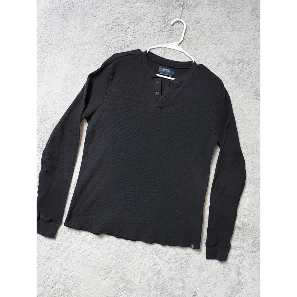 Roark Revival Shirt Mens Medium Waffle Knit Henley Jamie Thomas Capsule Black